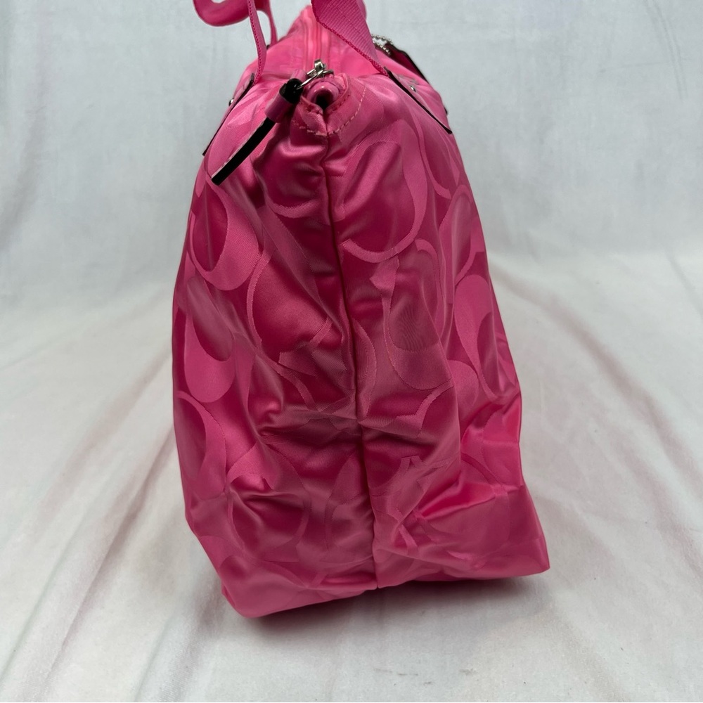 Coach Getaway Signature Fuchsia Nylon Large Packable Weekender Tote Bag F77321 - Picture 10 of 16